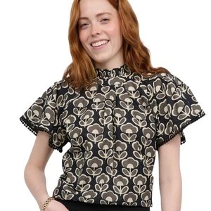 Ivy Jane Block & Flutter Career Womens Size L Bohemian Luxury Cotton‎ Casual Top
